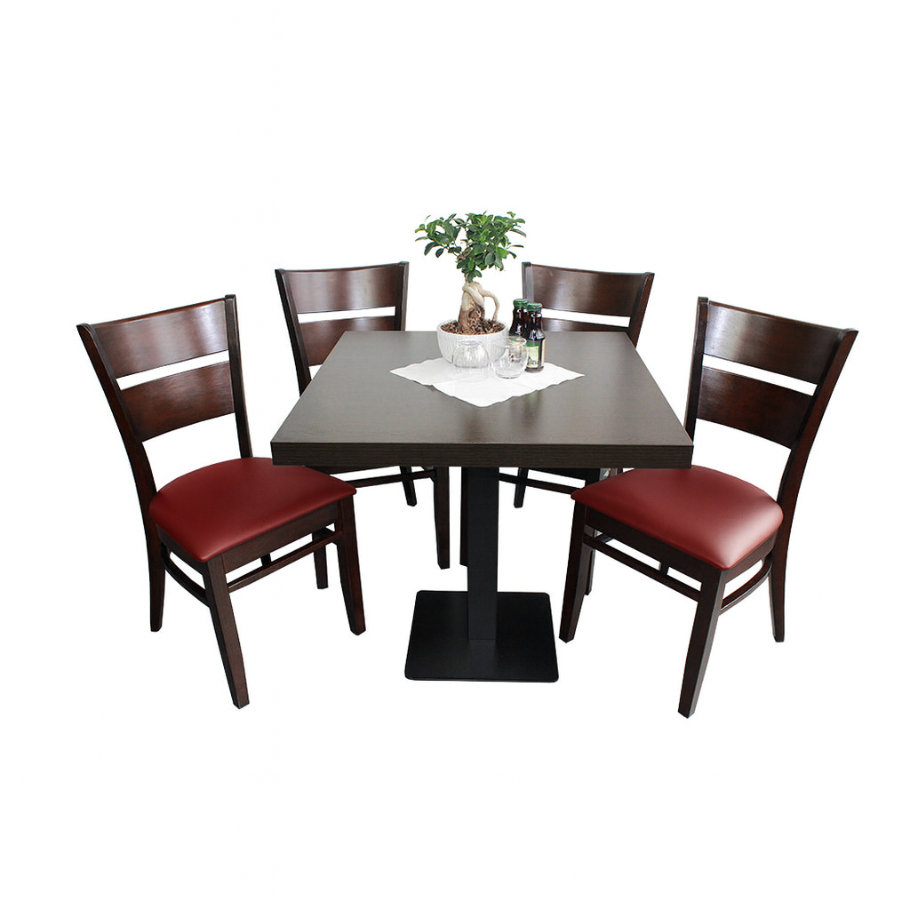 1+4 Garnitur 80x70cm Grace Rot Restaurant Stühle Bistro Gastro Tische 1+4 Garnitur 80x70cm Grace Rot Restaurant Stühle Bistro Gastro Tische