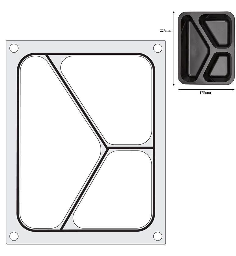 Matrize für Versiegelungsmaschine    ein dreiteiliger Behälter (227x178 mm)-ING11294