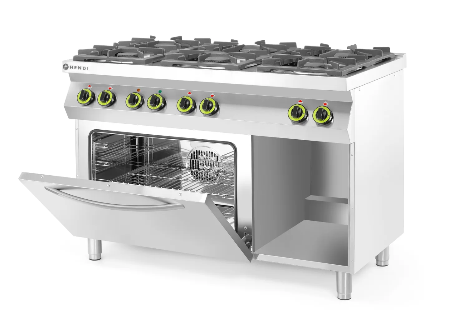 Gasherd Kitchen Line 6-flammig mit Ofen GN 1/1 230V/3000W 28.5kW 120x72,2x(H)90cm