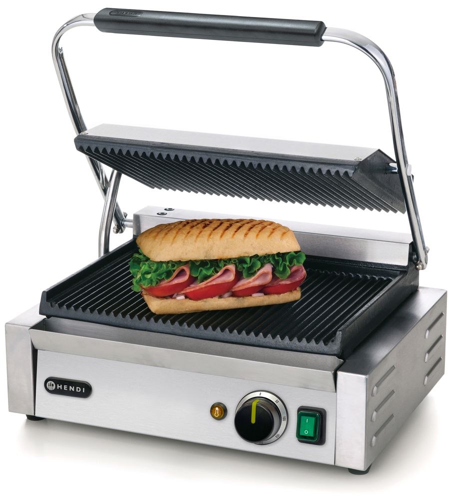 Kontaktgrill - Panini    oben und unten gerillt  230V/2200W  432x396x(H)214mm-ING11612