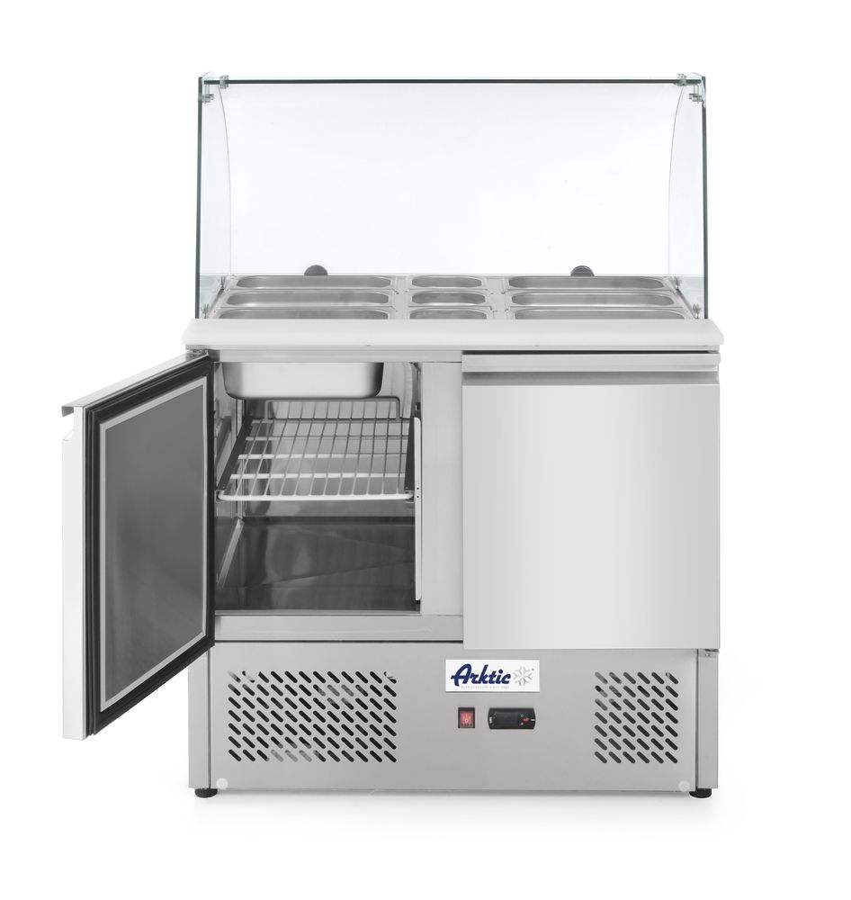 Kühltisch zweitürig mit Glasdisplay 300L Arktic 230V/310W 912x702x(H)1330mm-ING11255