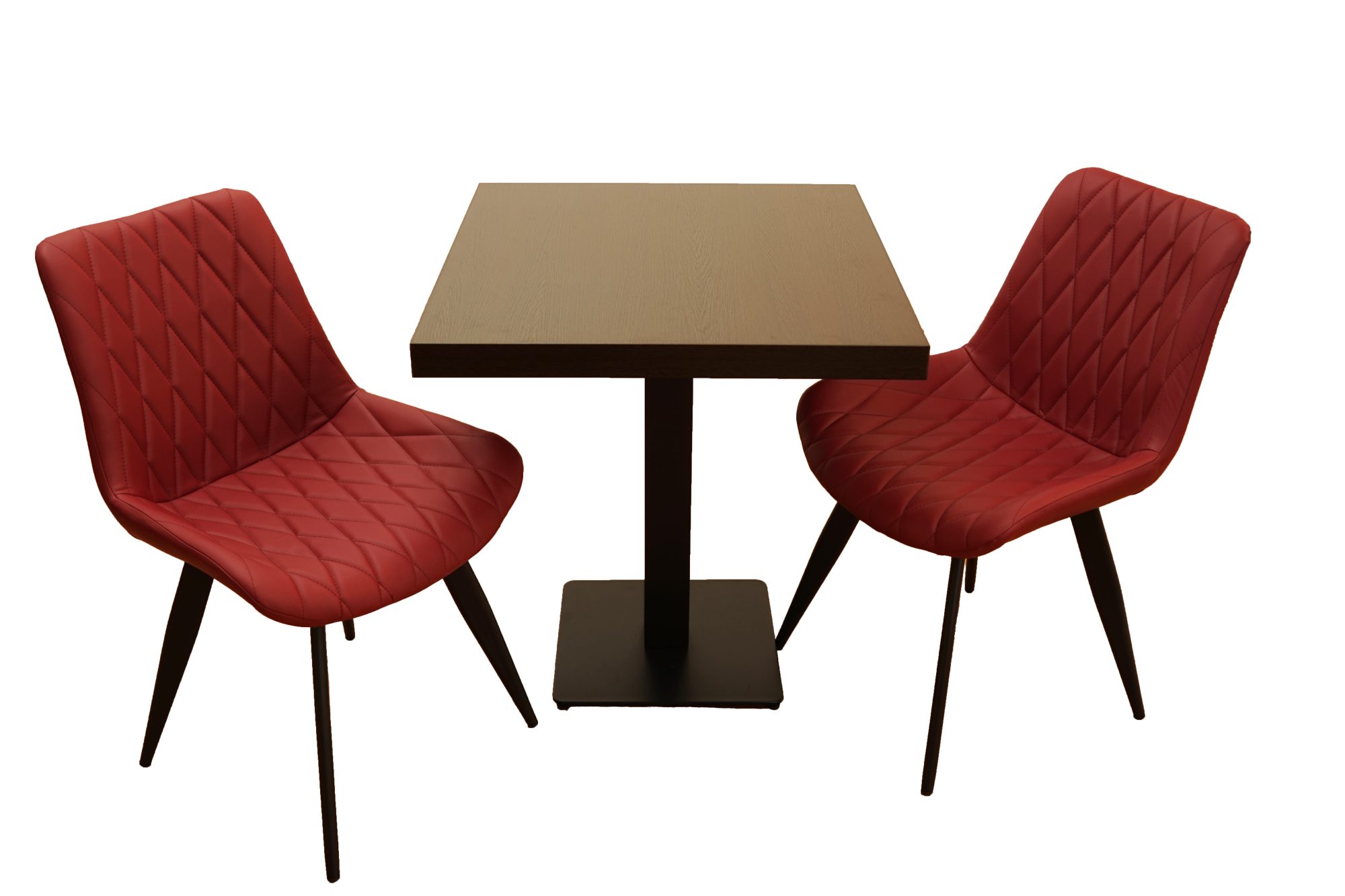 1+2 Set 80x80 Restaurant Stuhl Scarlet Hotel Bistro Tisch Stühle Gastronomie Möbel weinrot