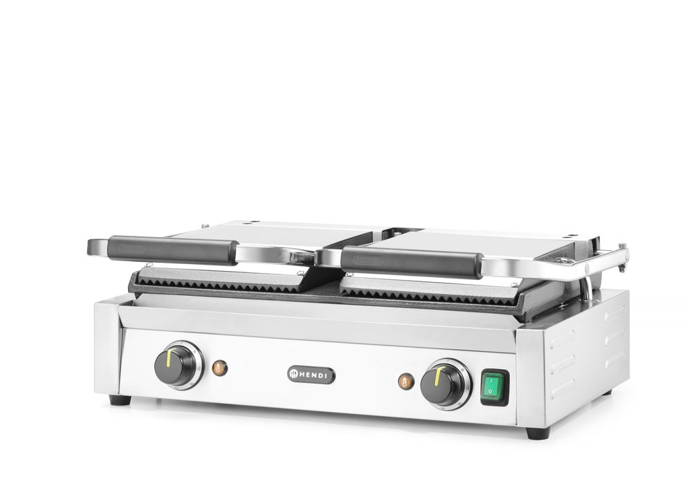 Kontaktgrill - Doppelversion    oben gerillt  unten glatt  230V/3600W  570x395x(H)510mm-ING11603