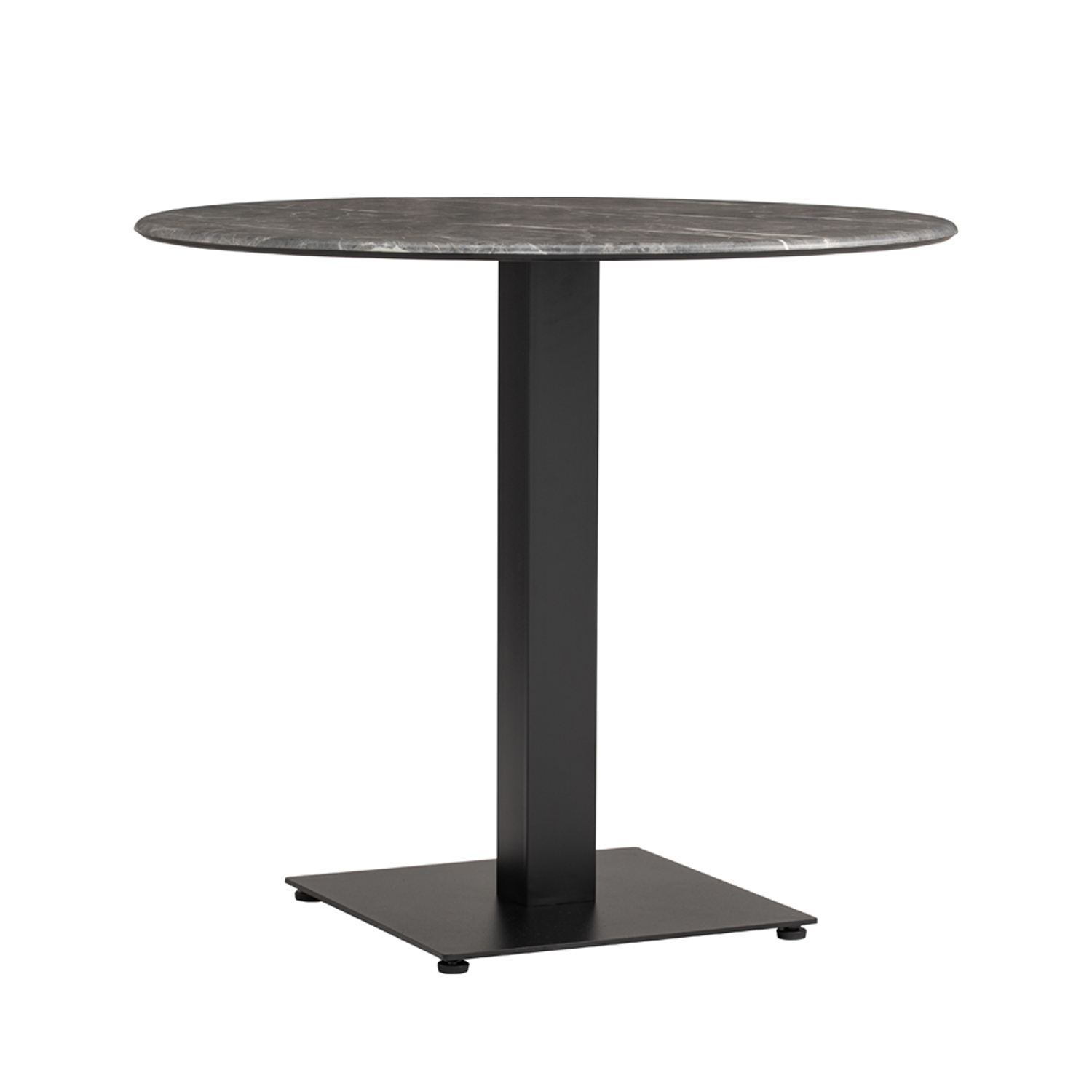 Outdoor Tisch Rund Catania in 60cm Marmor Optik Grau Compact HPL Tischplatte