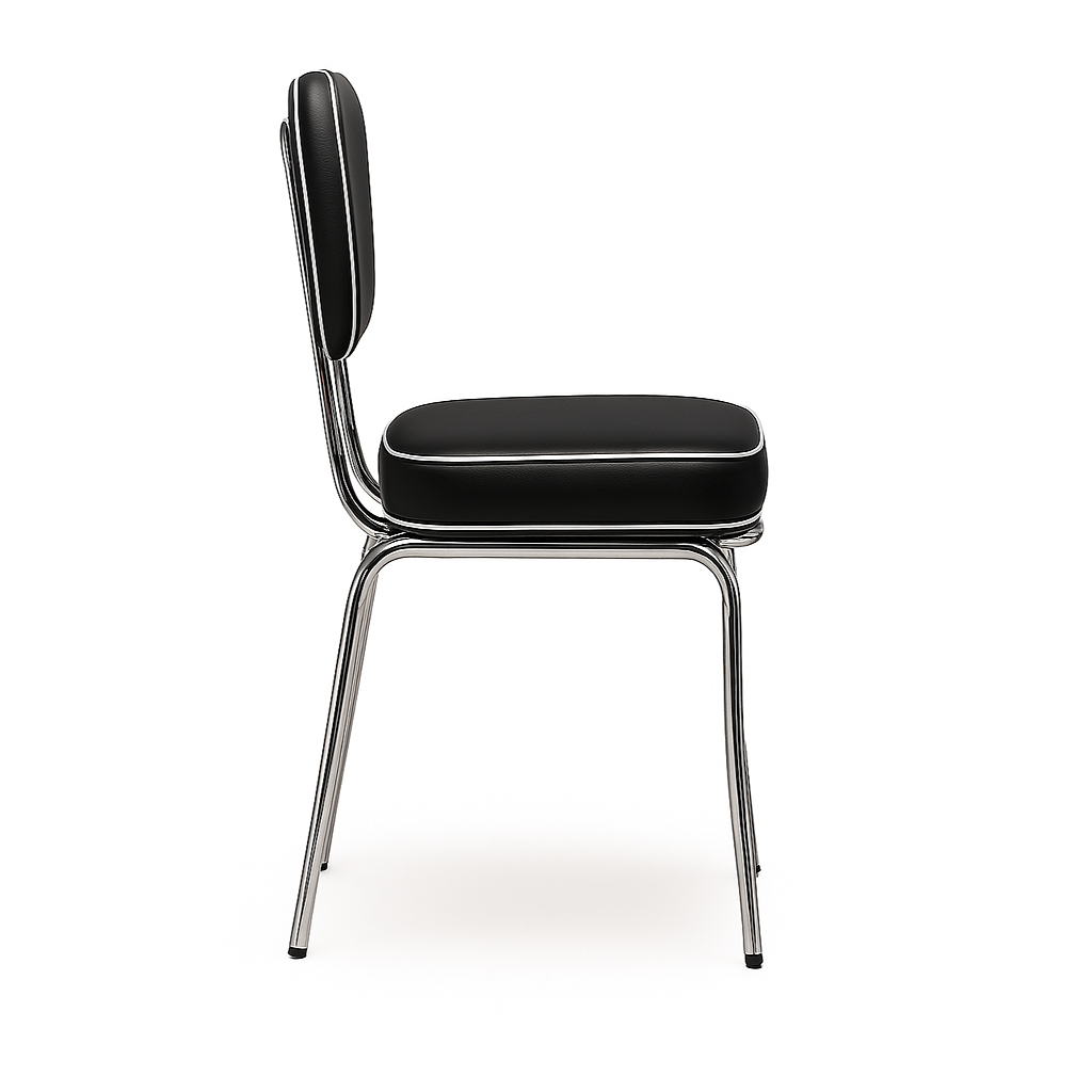 American Diner Stuhl Retro Kunstleder Schwarz glänzend