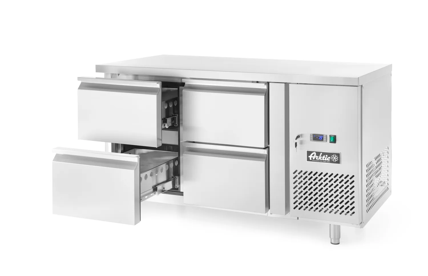 Kühltisch mit 4 Schubladen Profi Line 280 Liter 136x70x(H)85,8cm