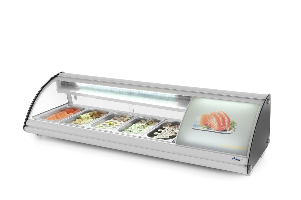 Sushi-Vitrine 5x GN 1/3 Arktic 230V/160W 1307x445x(H)327mm-ING11198