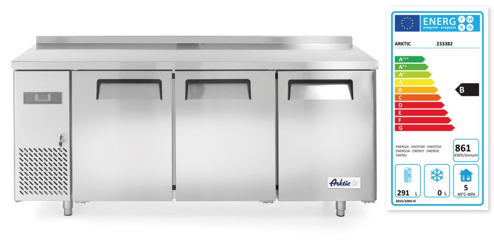 Kühltisch dreitürig Kitchen Line 390 L Arktic Kitchen Line 291L 230V/270W 1800x600x(H)886mm-ING11190