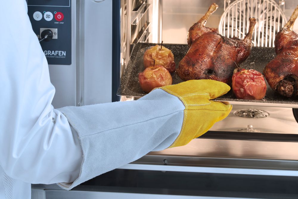 Leder-Grillhandschuhe hitzebeständig – 2 Stück    2 Stk.  (L)460mm-ING11397