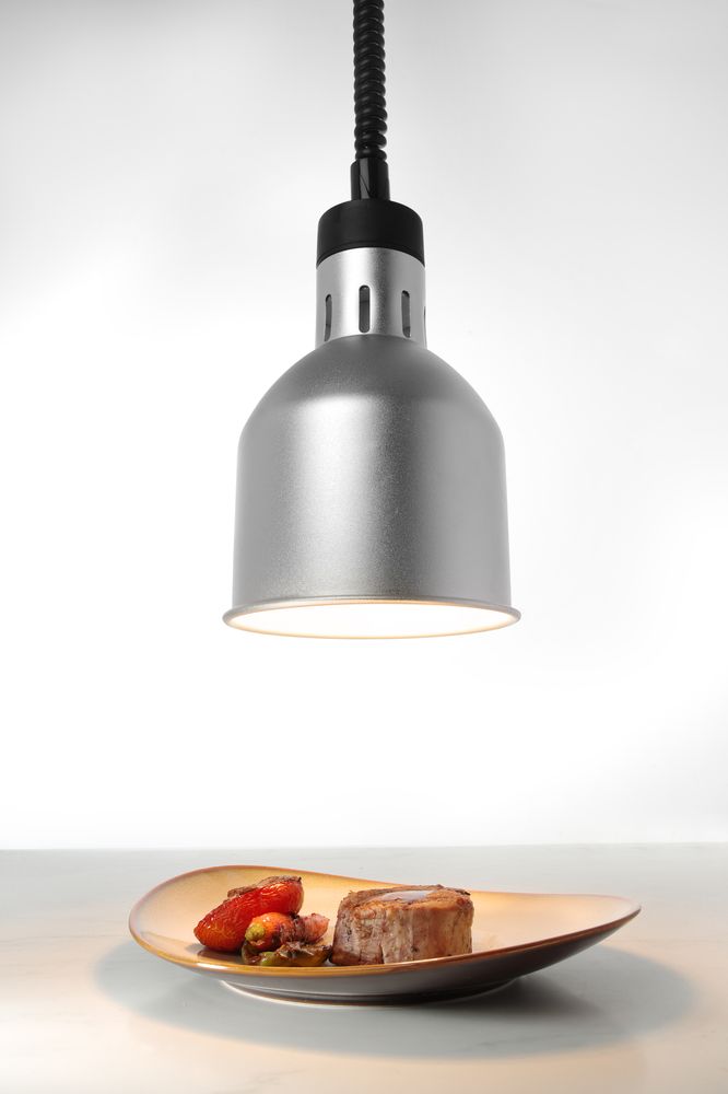 Höhenverstellbare Wärmelampe  zylinderförmig    Silber  230V/250W  ø175x(H)250mm-ING11684