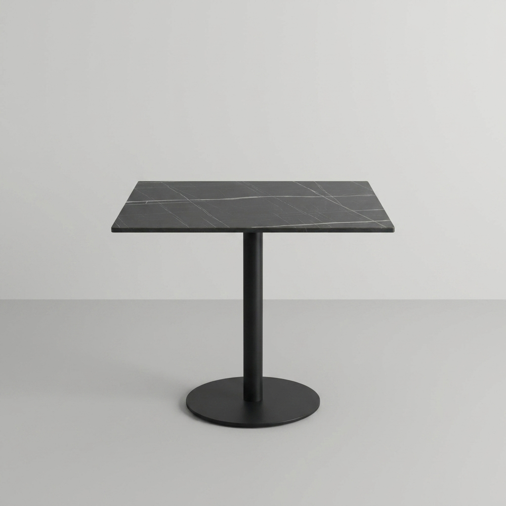 Outdoor Bistro Tisch 70x70cm Compact HPL Marmor Optik Anthrazit Schwarz - Pescara