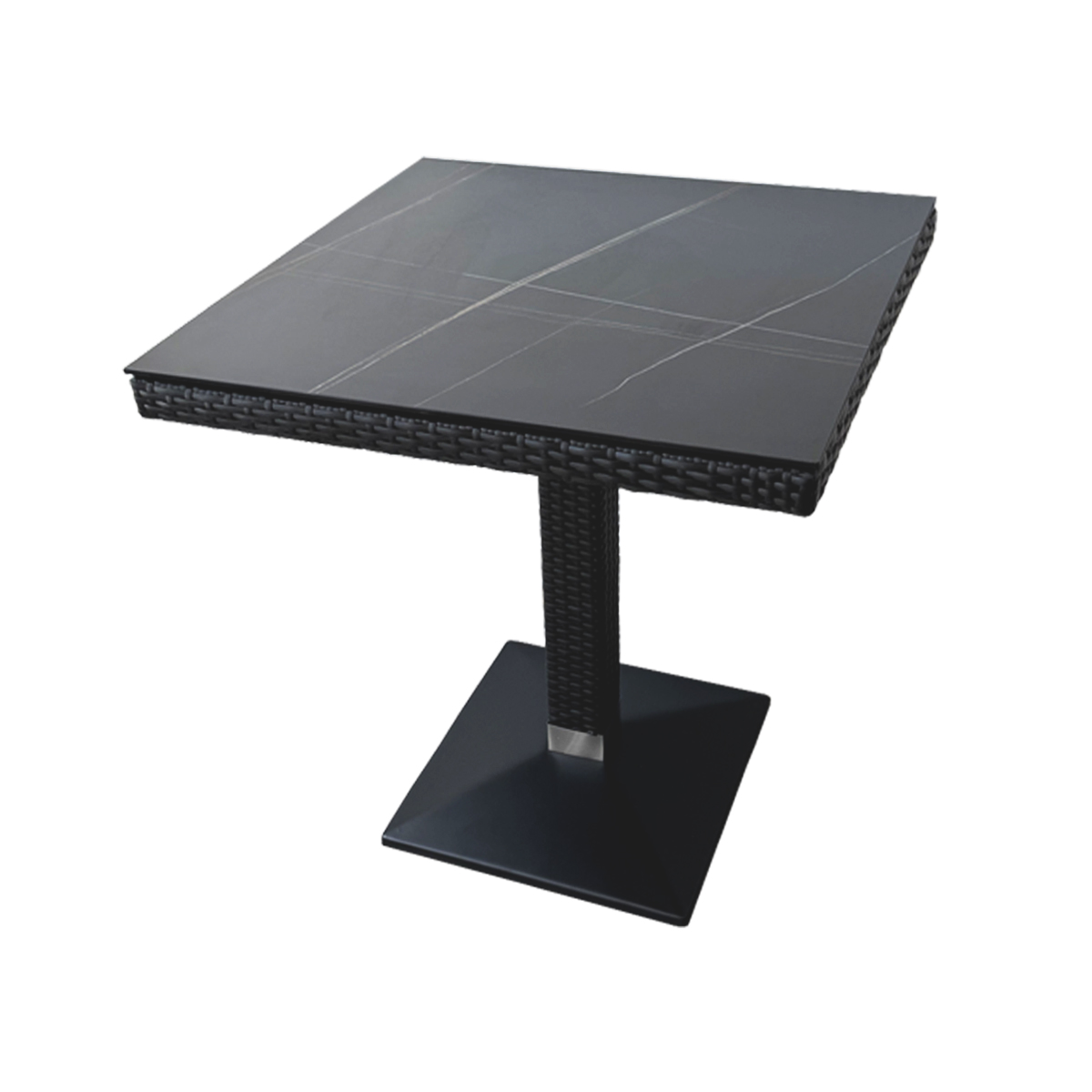 Tisch Verona 70x70cm Polyrattan Dunkelbraun Marmor Optik