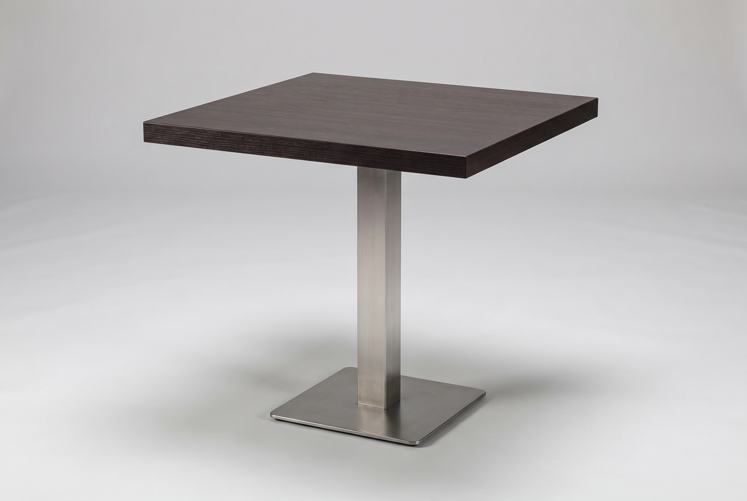 Restaurant Bistro Tisch 50x50x5cm Dunkelbraun Milano Tischbein Silber