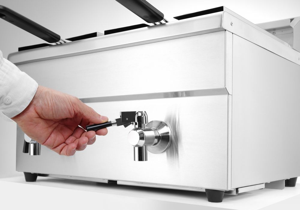 Induktionsfritteuse - mit Ablasshahn 2x8 l    Profi Line  16L  230V/7000W  577x609x(H)410mm-ING11586