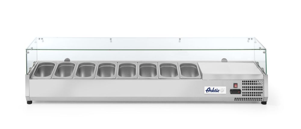 Aufsatz-Kühlvitrine Gastronorm 1/4 Arktic 8x GN 1/4 230V/180W 1805x335x(H)460mm-ING11250