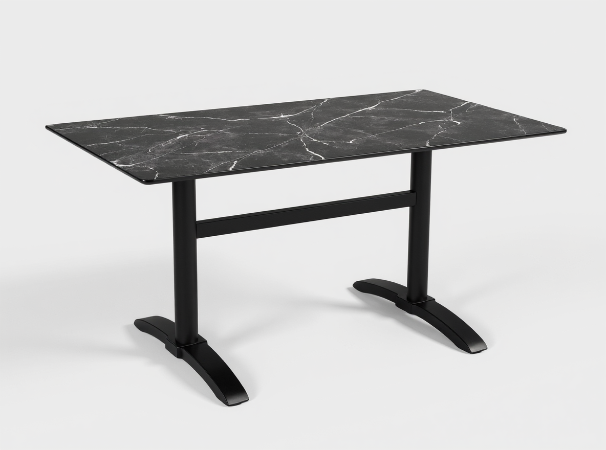 Outdoor Bistro Tisch 120x70cm Compact HPL Marmor Optik Schwarz - Pescara