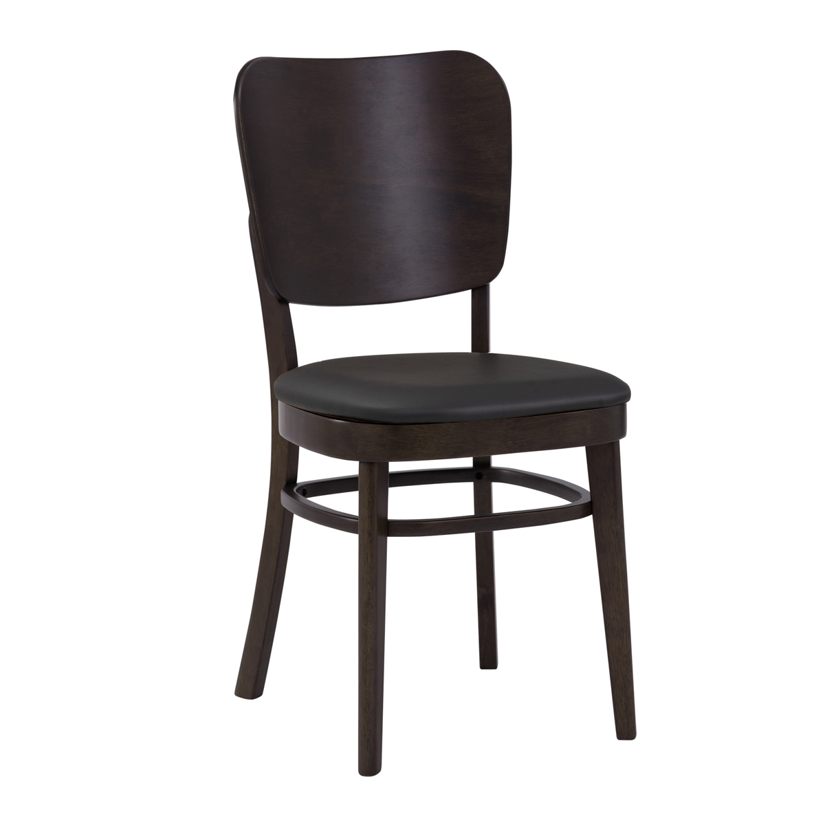 Gastro Restaurant Bistro Stuhl Mara Dunkelbraun Kunstleder Schwarz