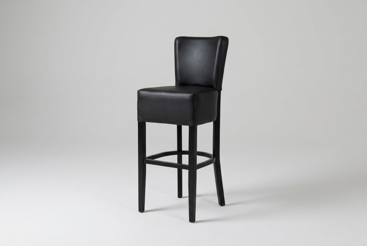 Barhocker Vollholz Kunstleder Schwarz Finja