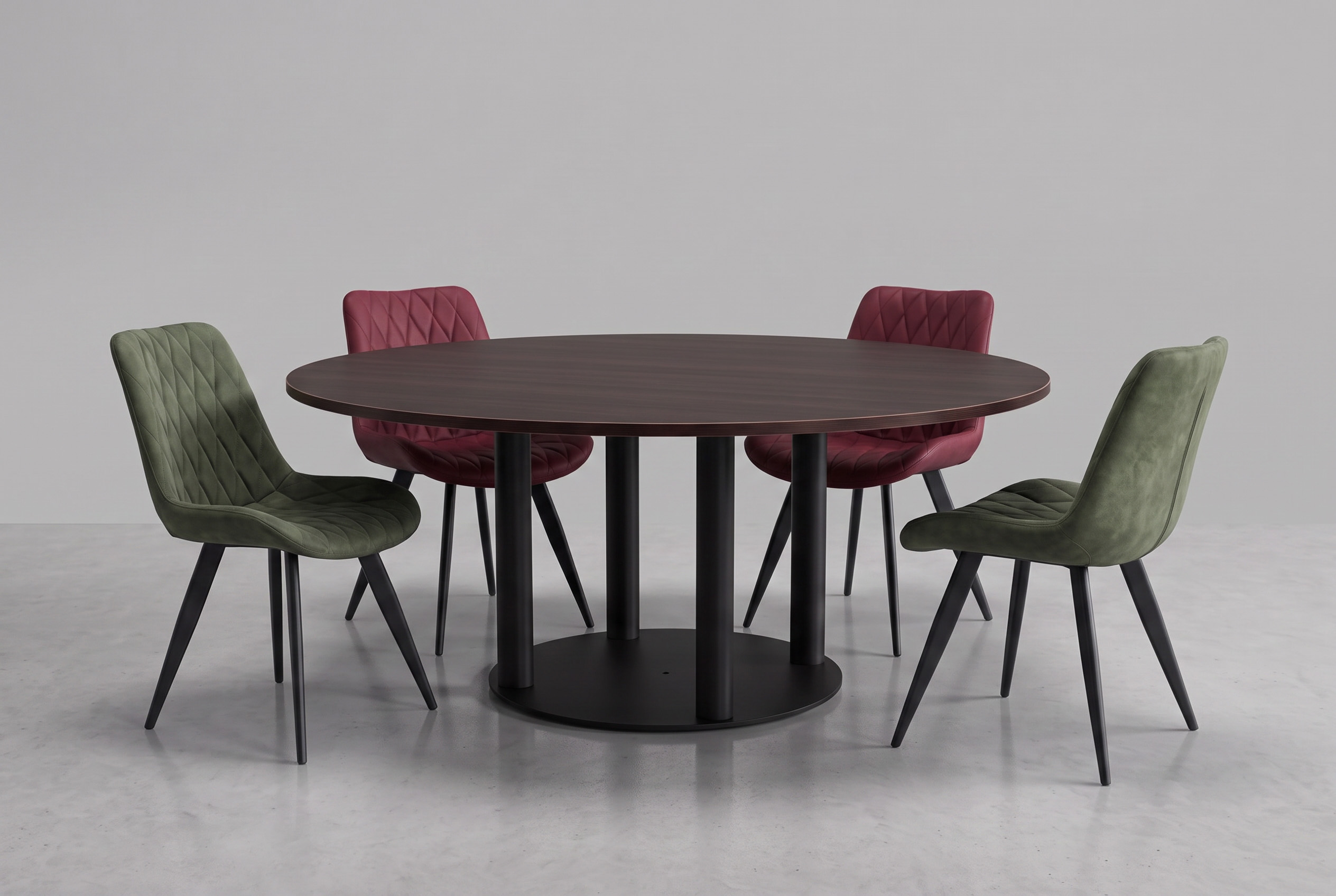 Restaurant Bistro Tisch Rund D120x3,6cm Milano Dunkelbraun Tischbein Schwarz