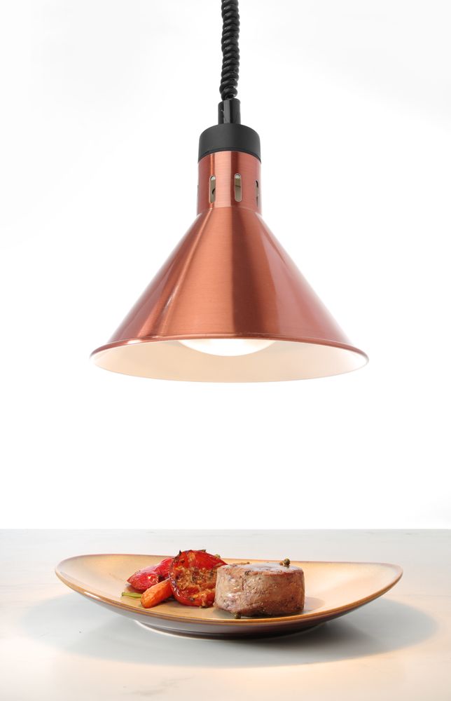 Höhenverstellbare Wärmelampe  konisch    Kupfer  230V/250W  ø275x(H)250mm-ING11680
