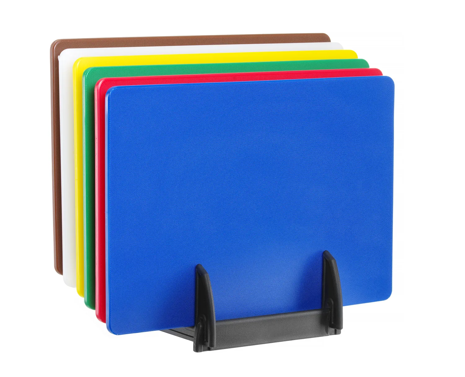 Set aus 6 HACCP-Schneidebrettern inkl. Rack 45x30x(H)1cm