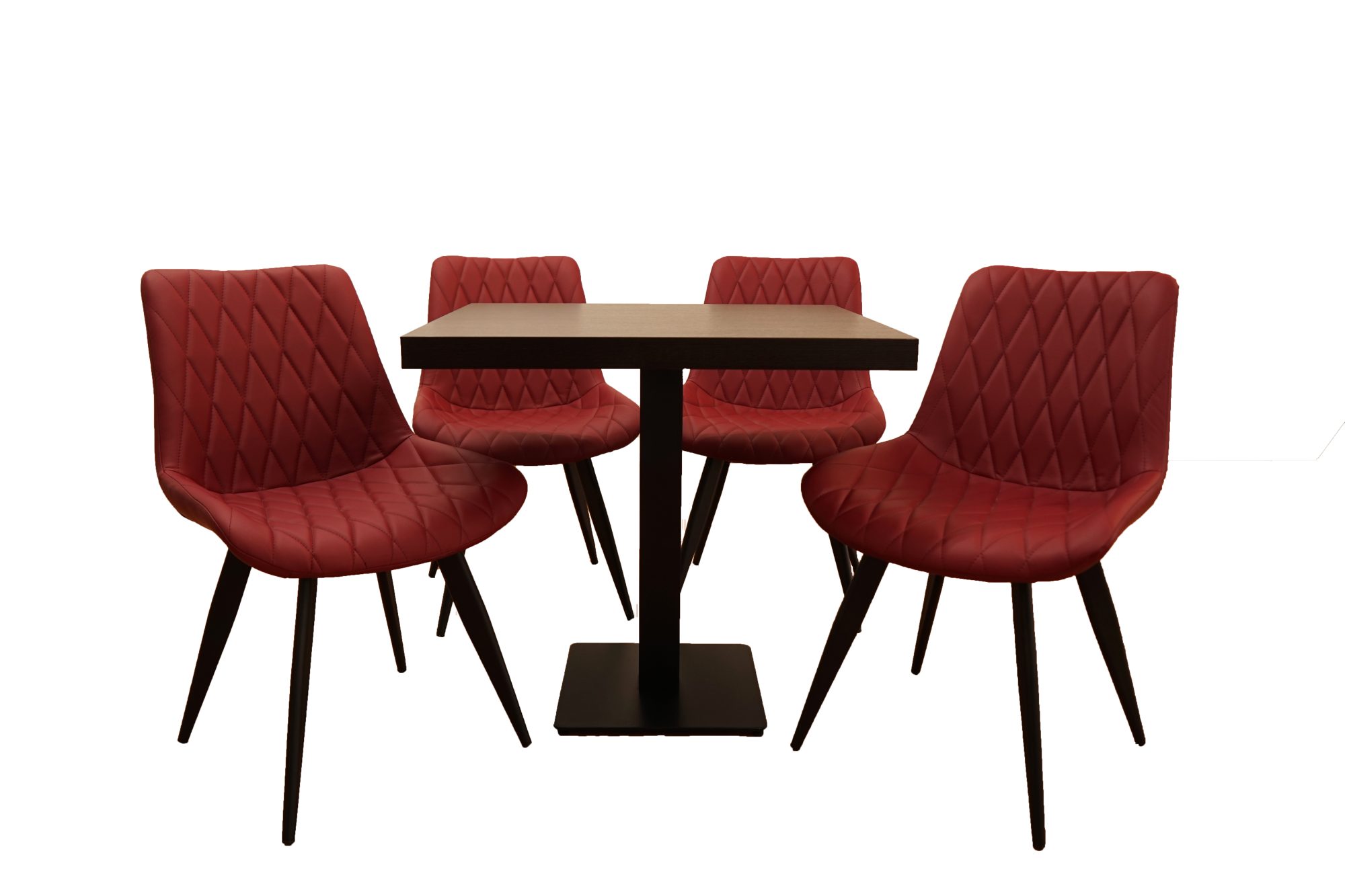 1+4 Garnitur 120x80cm Scarlet weinrot Restaurant Stühle Hotel Bistro Tische