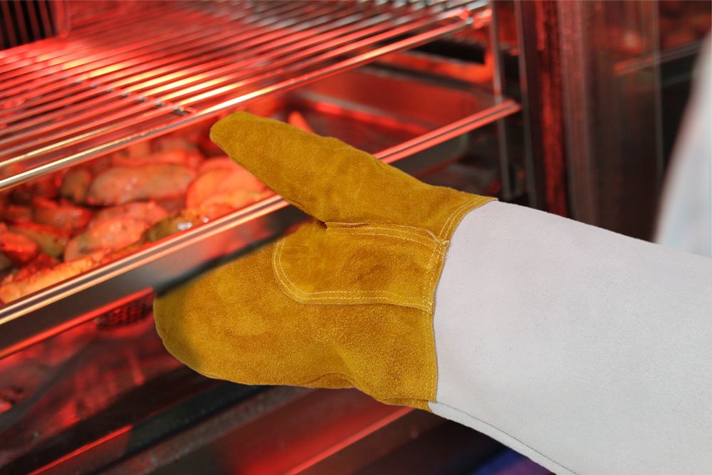 Leder-Grillhandschuhe hitzebeständig – 2 Stück    2 Stk.  (L)460mm-ING11712