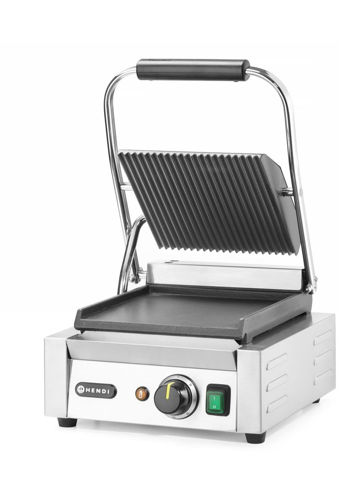 Kontaktgrill - Einzelversion    oben gerillt  unten glatt  230V/1800W  310x400x(H)510mm-ING11609