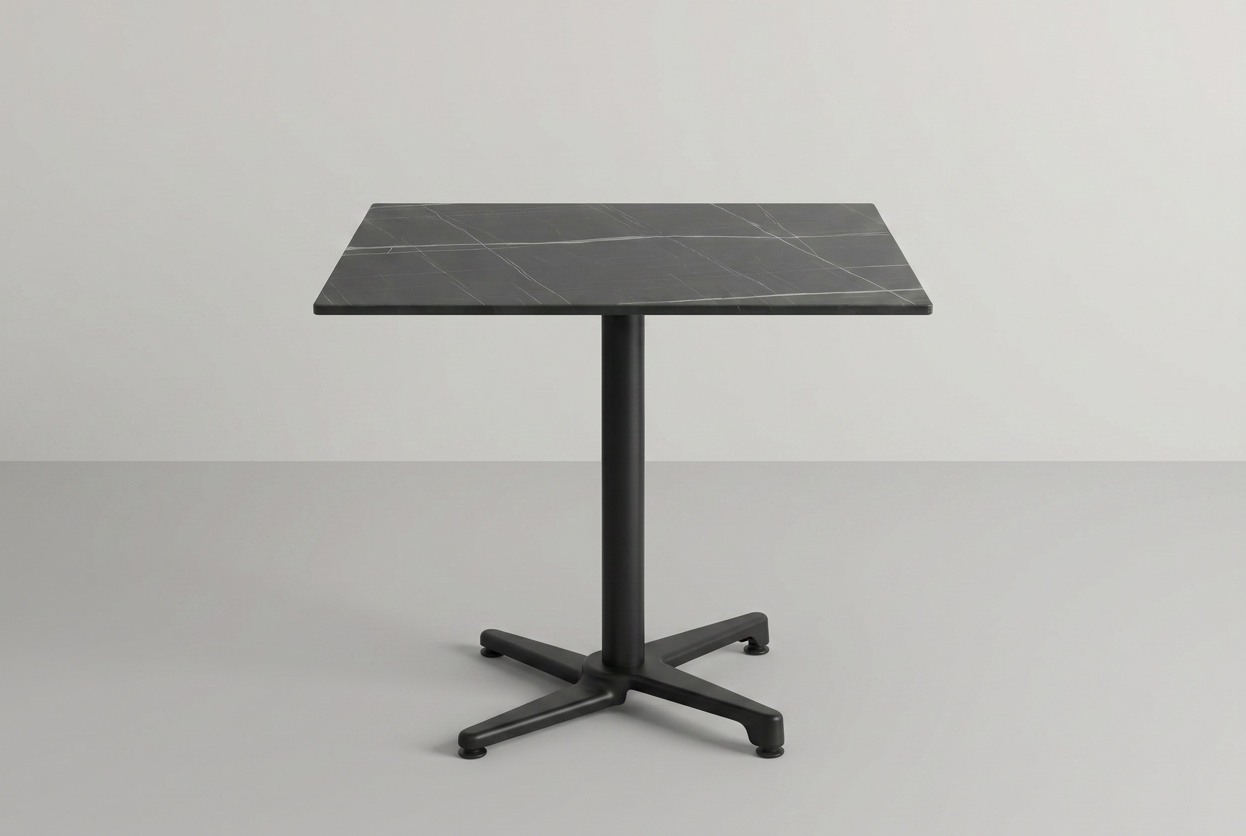Outdoor Bistro Tisch 70x70cm Compact HPL Marmor Optik Anthrazit Schwarz Modern - Pescara