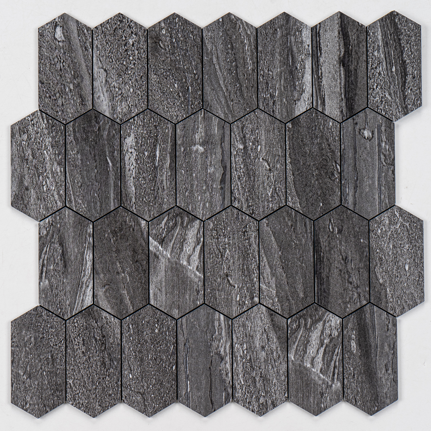 Selbstklebendes Aluminium Mosaik Nantes in Schieferoptik 320x305x3mm Schwarz