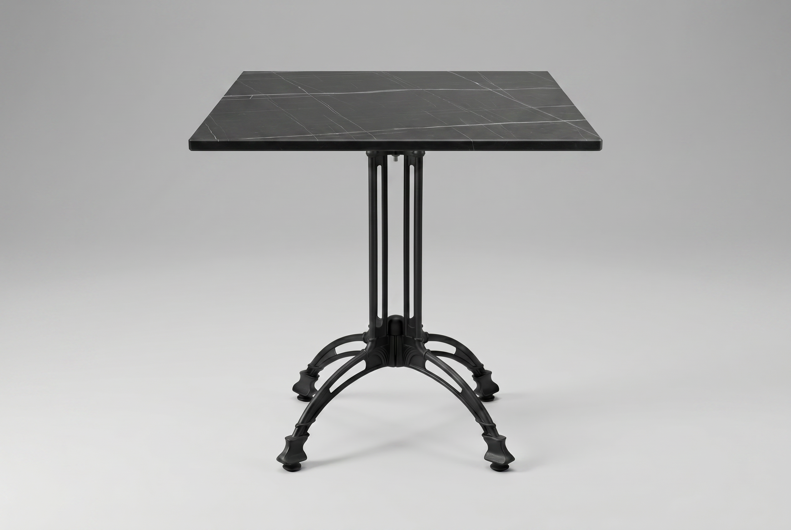 Outdoor Bistro Tisch 70x70cm Compact HPL Marmor Optik Anthrazit Black TK1 - Pescara