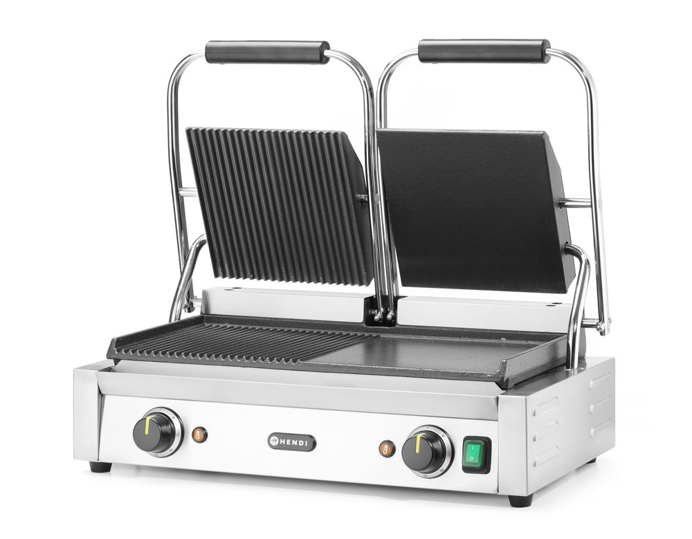 Kontaktgrill - Doppelversion    halb glatt  halb gerillt  230V/3600W  575x430x(H)510mm-ING11604
