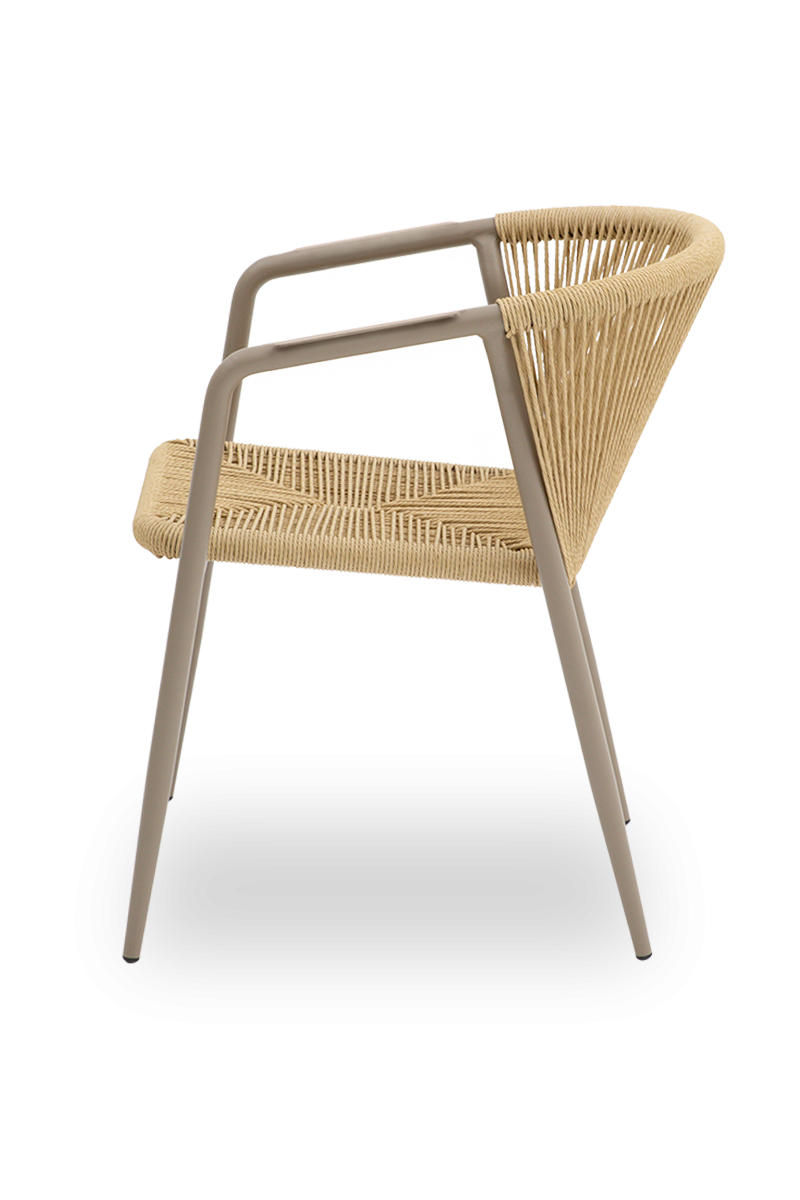 Technorattan Stuhl Treviso Beige mit Armlehne-ING10883