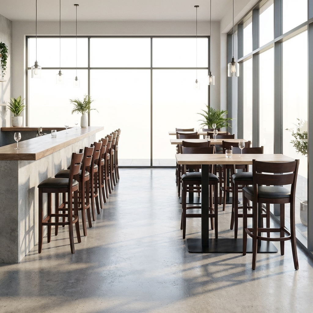 Barhocker Vollholz Kunstleder Dunkelbraun Grace