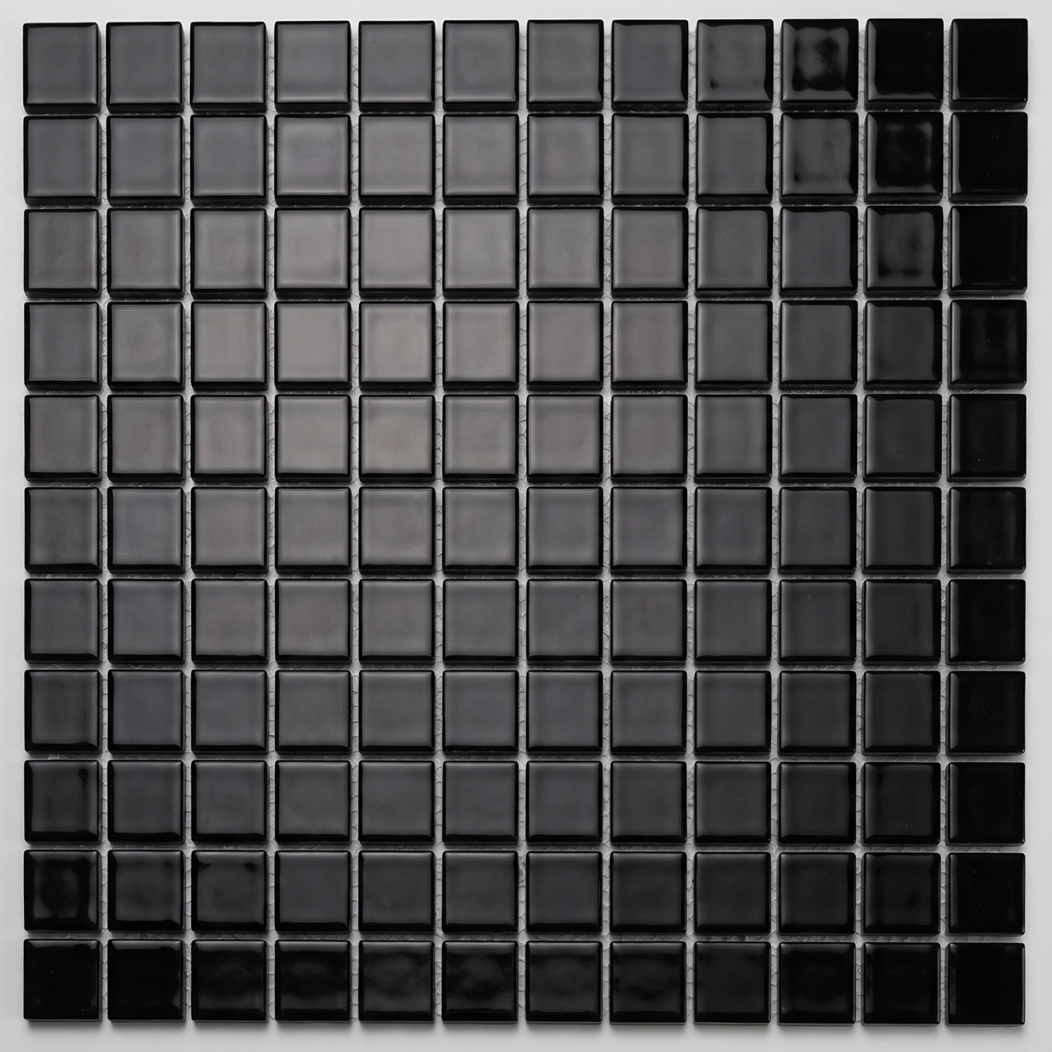 Glasmosaik 23×23 mm glänzend Bloom Schwarz 