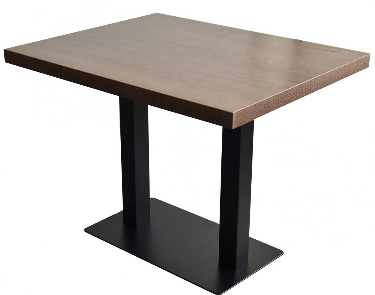 Restaurant Bistro Tisch 100x80x3,6cm Palermo Walnuss Braun Tischbein Schwarz