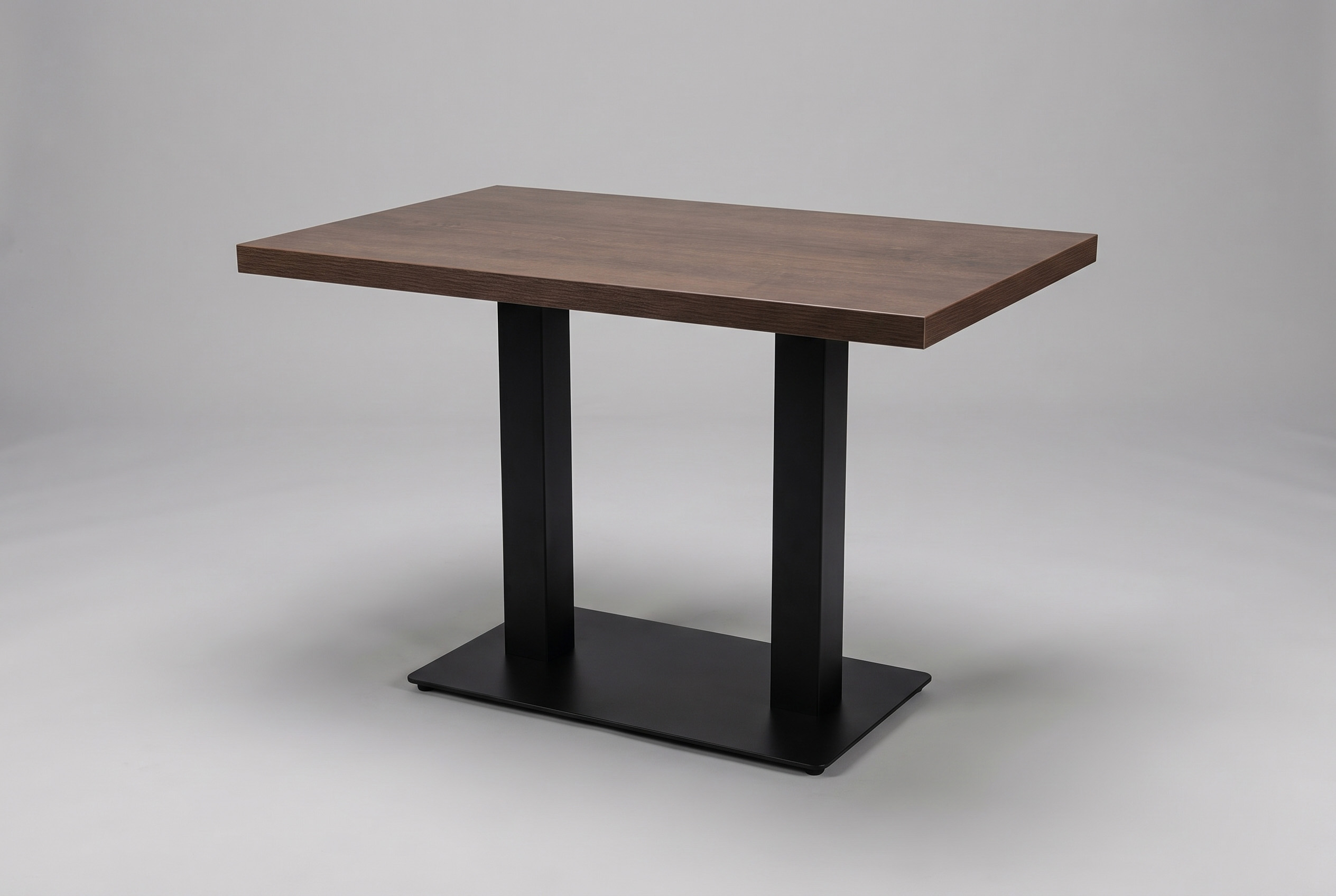 Restaurant Bistro Tisch 100x80x3,6cm Palermo Walnuss Braun Tischbein Schwarz