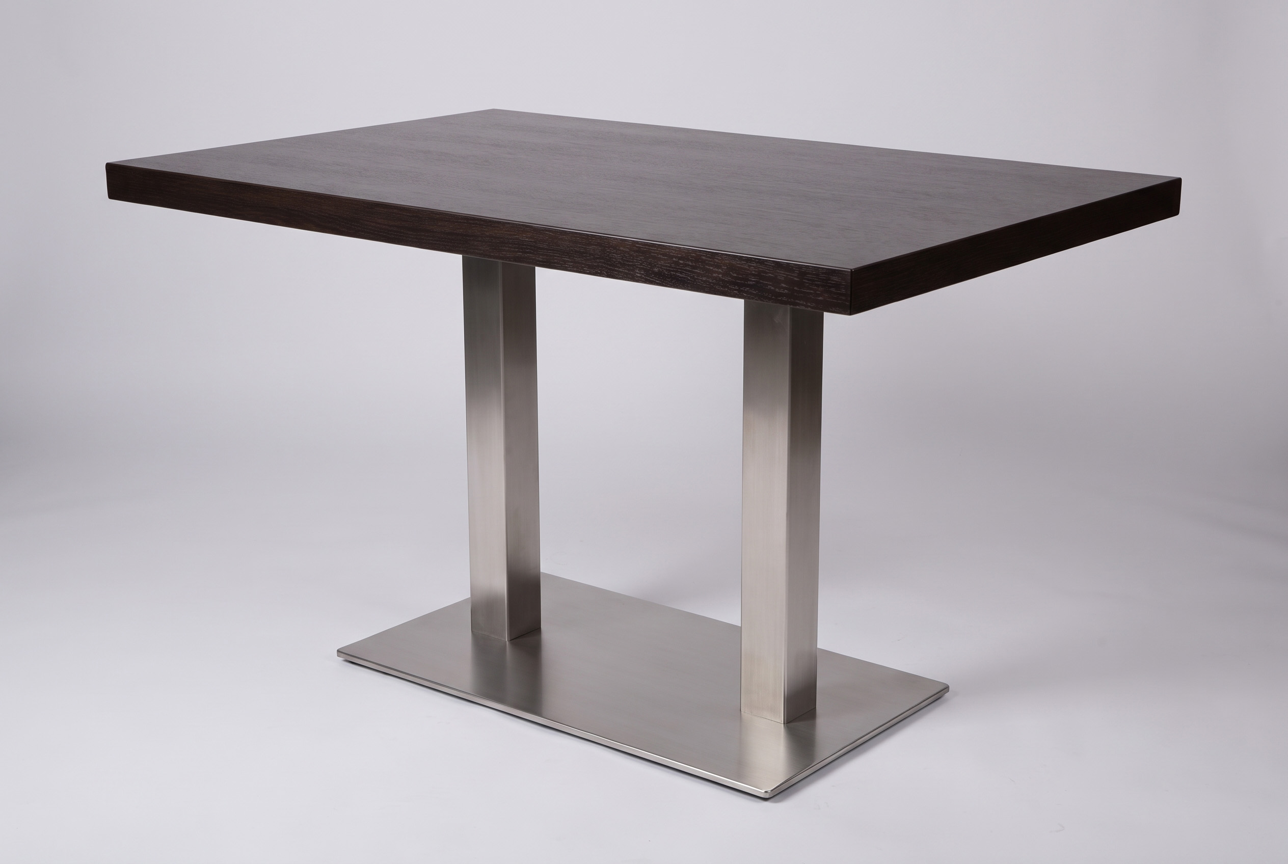 Restaurant Bistro Tisch 100x80x5cm Dunkelbraun Milano Tischbein Silber