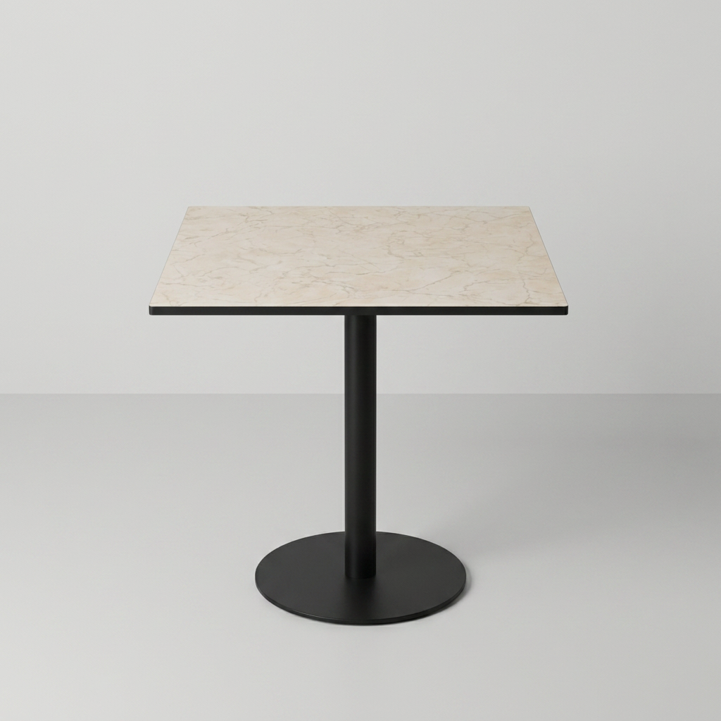 Outdoor Bistro Tisch 70x70cm Compact HPL Marmor Optik Beige TK5 - Pescara
