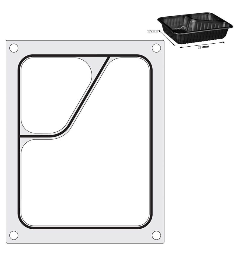 Matrize für Versiegelungsmaschine    ein zweiteiliger Colt-Behälter (227x178 mm)-ING11296 Matrize für Versiegelungsmaschine    ein zweiteiliger Colt-Behälter (227x178 mm)-ING11296