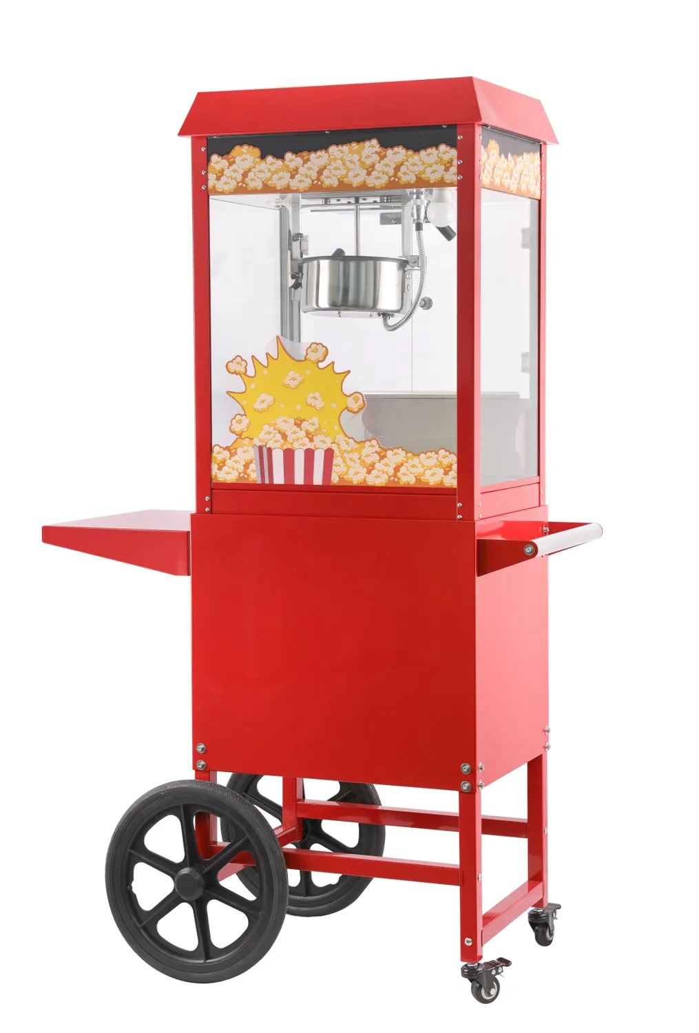 Popcorn-Maschine Rot mit Fahrgestell 230V/1500W 940 × 510 × H 1553 mm