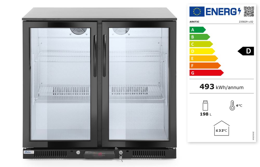 Kühlschrank mit doppelter Tür auf der Rückseite Arktic 180L Schwarz 220-240V/160W 900x540x(H)890mm-ING11162