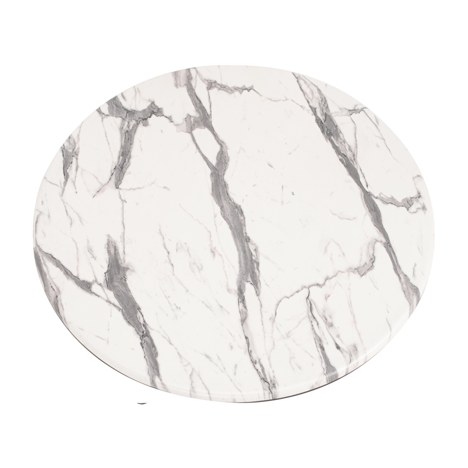 Outdoor Tisch Rund Catania in 60cm Marmor Optik Weiss Compact HPL Tischplatte-ING10905