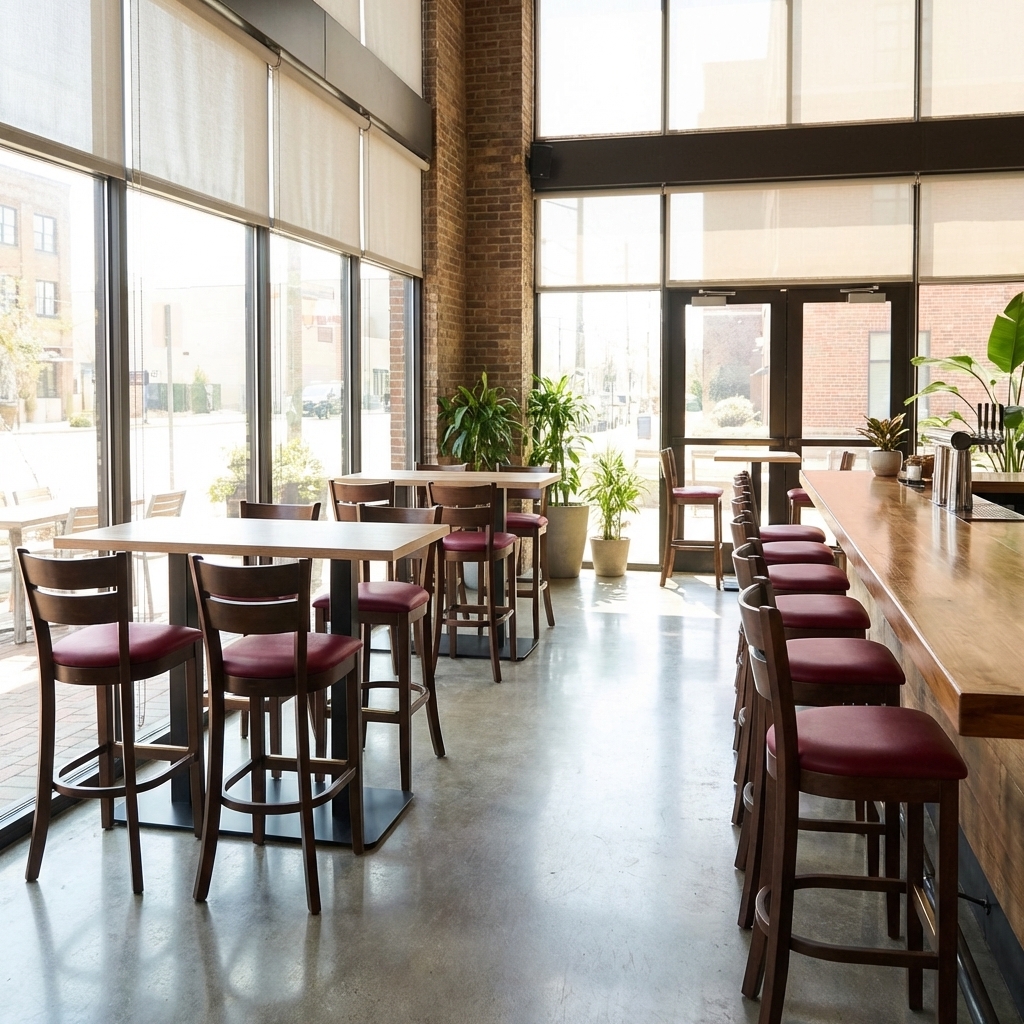 Barhocker Vollholz Kunstleder Rot Grace