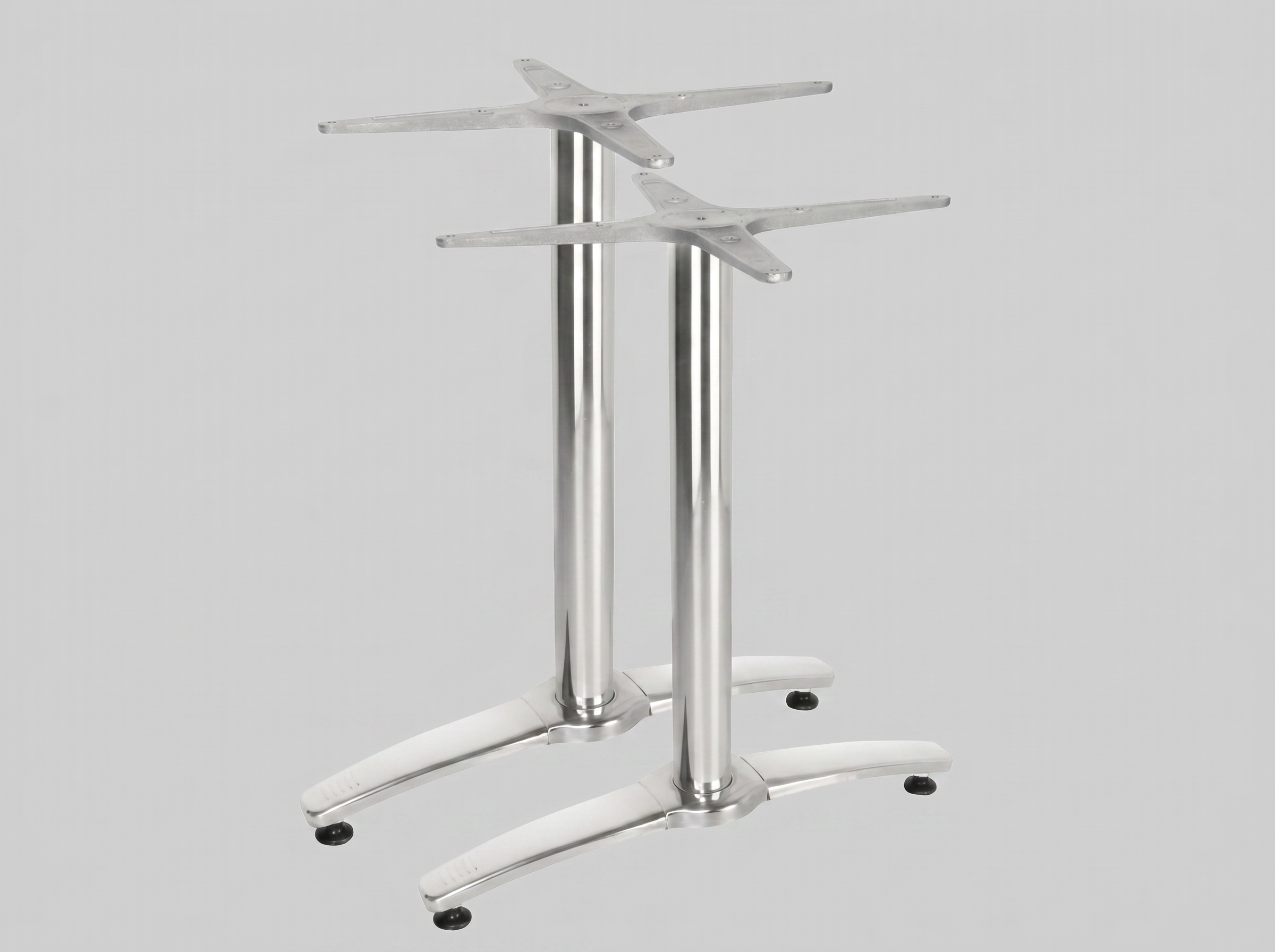 Restaurant Bistro Doppel Tischbein Aluminium Silber GT2 - Innenbereich Außenbereich