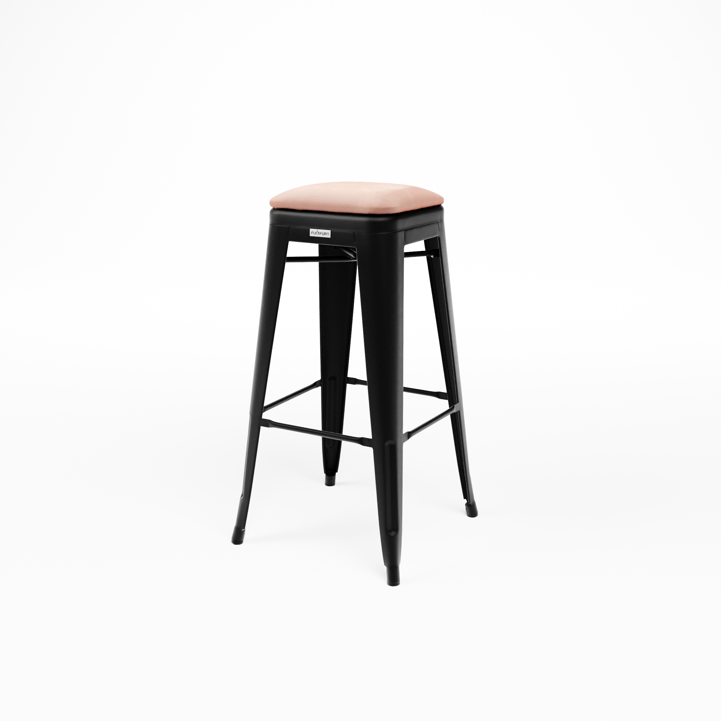 Barhocker aus Stahl Velours mit Sitzpolster Samt Rose Barhocker aus Stahl Velours mit Sitzpolster Samt Rose