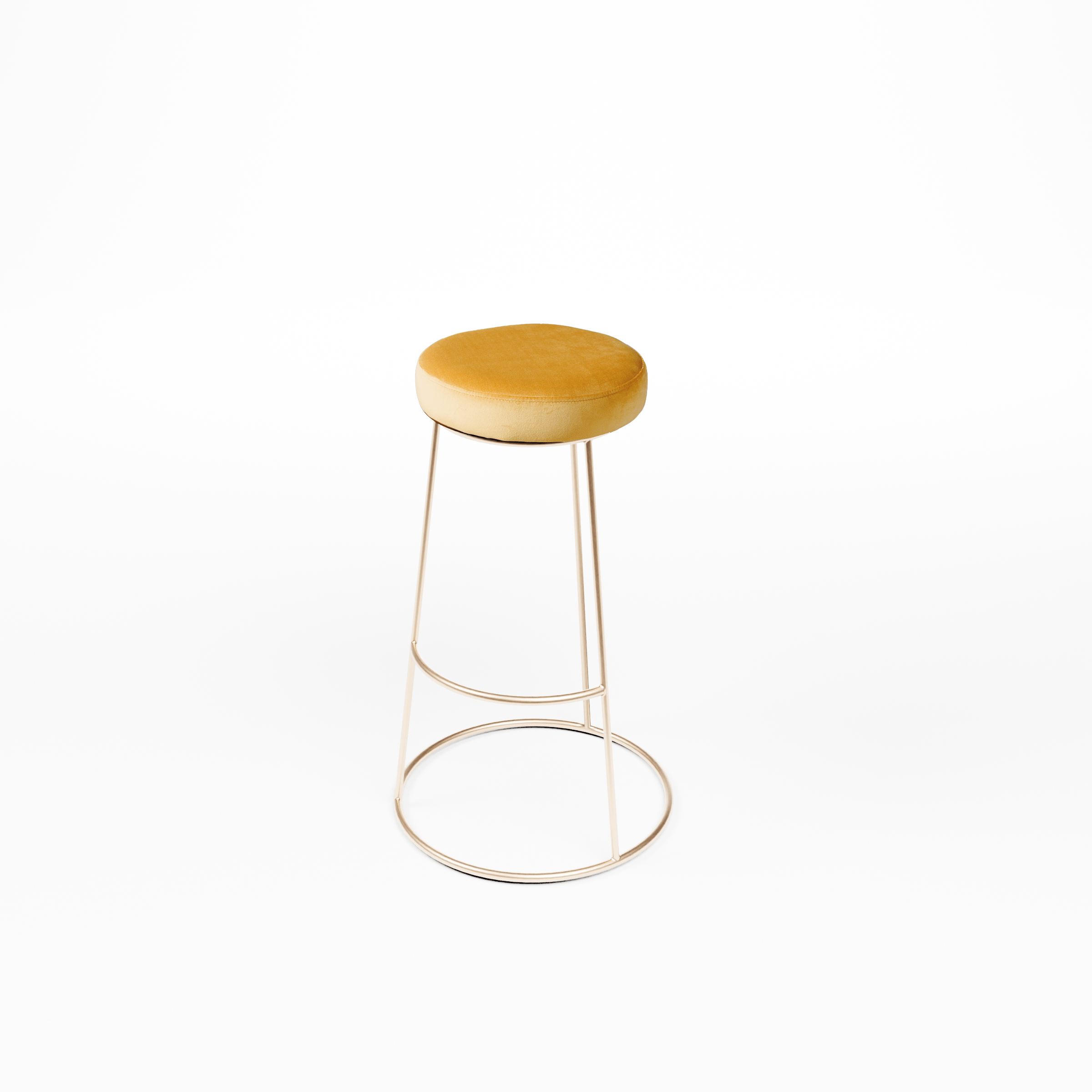 Barhocker Iconic Rose Gold mit Sitzpolster Samt Gelb Gold