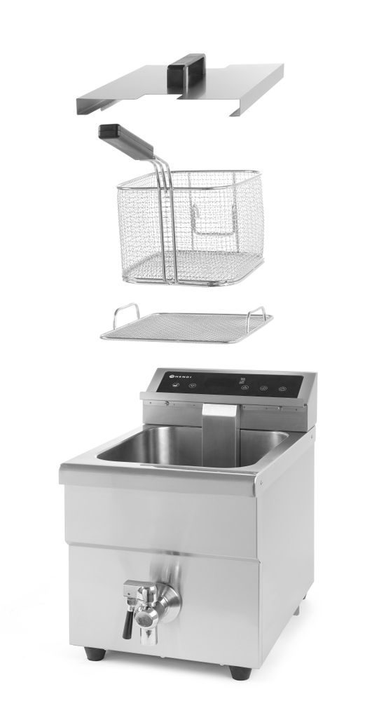 Induktionsfritteuse mit Ablasshahn - 8 l    8L  Grau  230V/3500W  288x619x(H)408mm-ING11581