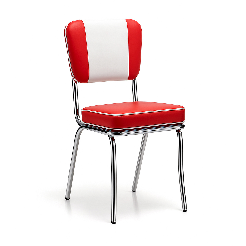 American Diner Stuhl Retro Kunstleder Rot glänzend